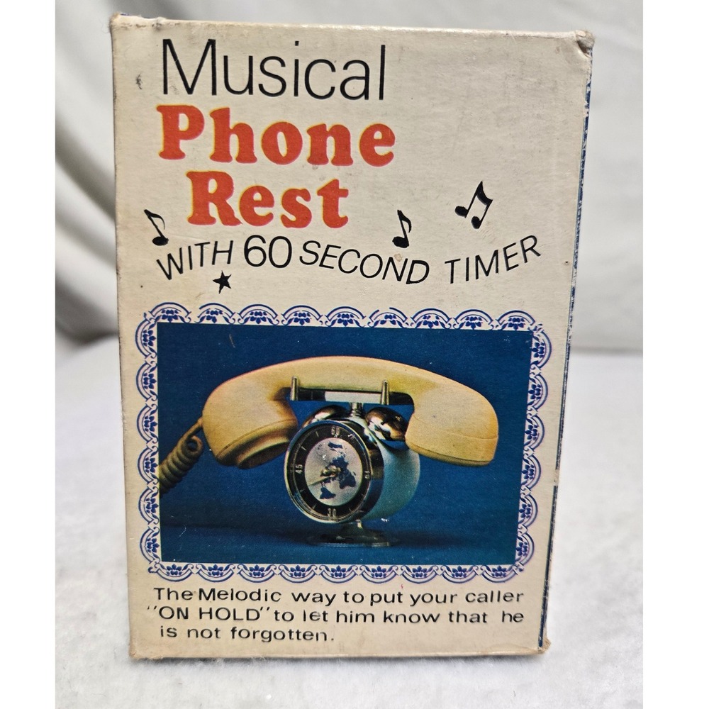 Vintage Musical Phone Rest 60 Second Timer Hong Kong Telephone Hold Original Box